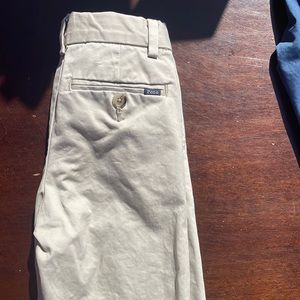 Khaki/light tan polo slacks with waist adjusting fasteners